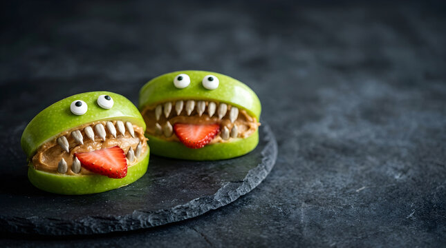 Healthy Green Apple Monster Halloween Snacks