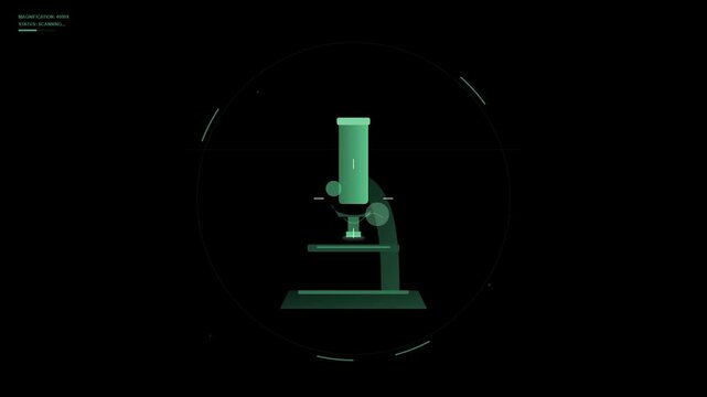 microscope zoom science on black screen