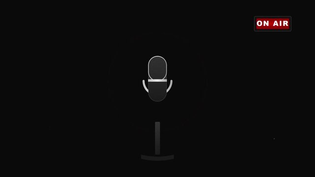 microphone voice record icon black screen audio motion
