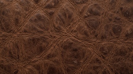 Obraz premium Brown leather texture with intricate stitched pattern close up