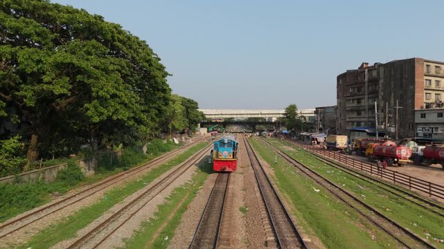 Train on Railway Tracks at a Railway Station