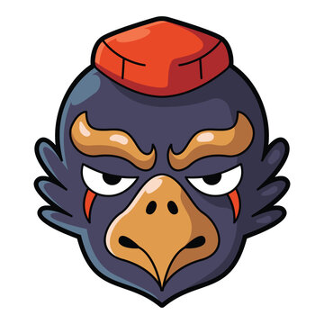 Japanese Karasu Tengu Crow Mask Vector Illustration