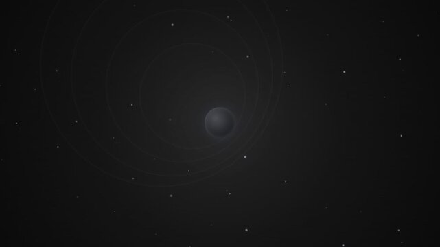 Minimalist representation of a planet orbiting within a dark space void