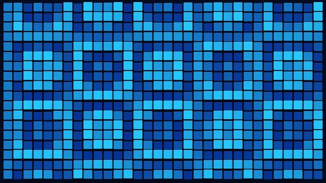 Abstract background featuring a grid of glowing blue and cyan square tiles