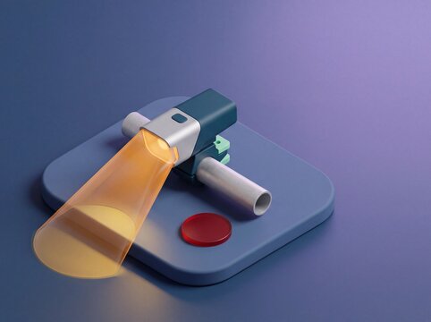Fahrradlampe mit Lichtkegel und Reflektor als 3D Illustration