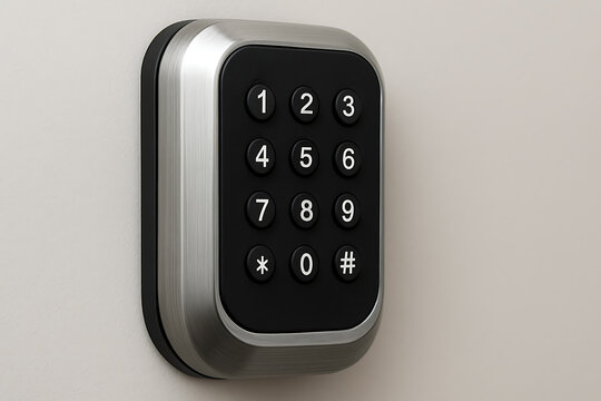 Modern wall mounted keypad lock with numeric buttons for secure door access