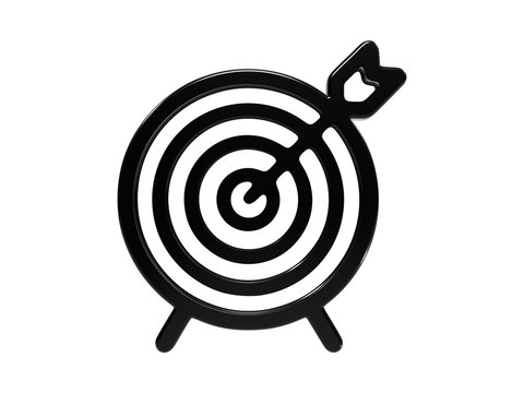 Black gloss archery target icon symbolizes accurate business goal and success focus.