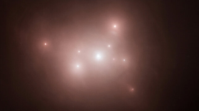Young stellar nursery hidden within a dark molecular cloud with glowing infrared protostars