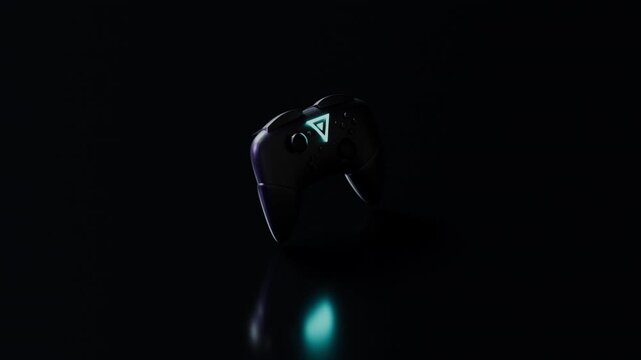 Dynamic forward dolly movement advancing toward the front shell and directional pad, highlighting precision d-pad mechanism, satin-touch chassis, and high-performance gaming hardware, panoramic view.