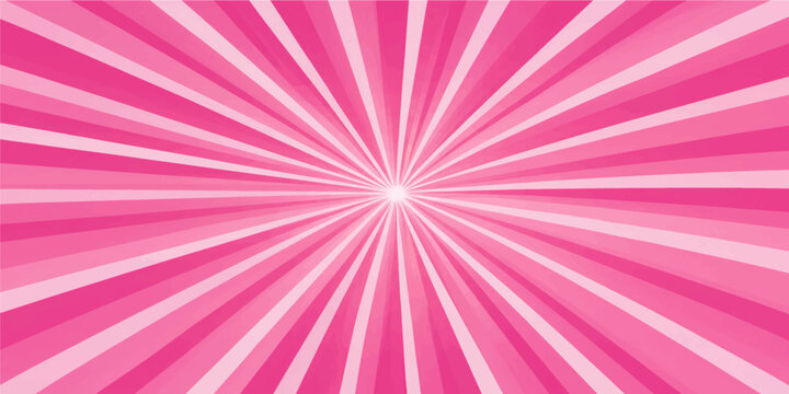 Magenta and light pink comic sunburst radial rays background vector template for abstract pop art