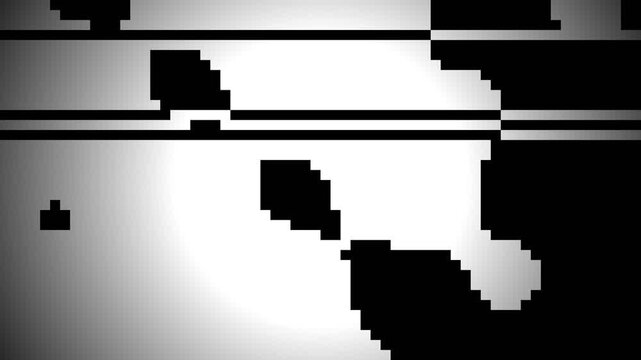 Abstract digital composition featuring bold black shapes on a gradient