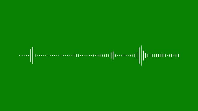 White Line Audio Waveform Visualizer on Green Screen, Abstract Sound Frequency Spectrum, Dynamic Music Equalizer Motion, Professional 4K Animation
