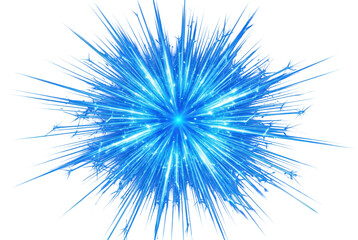Fototapeta premium Blue crystal starburst explosion shape on black background