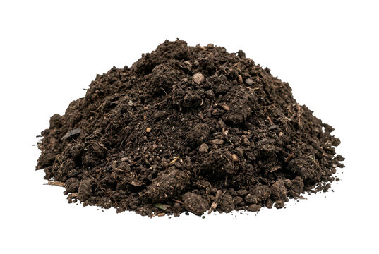 Dark rich pile of fertile soil isolated on black background
