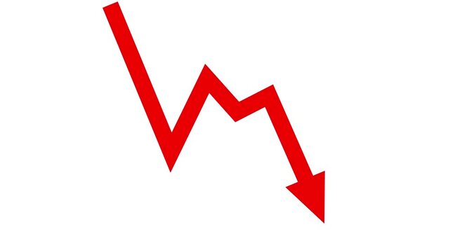 Down business arrow decline investment and trading loss economic recession video.