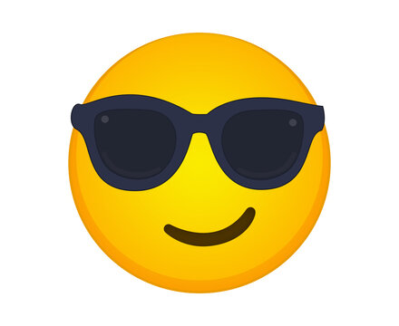 Cool smiling yellow emoji wearing dark sunglasses
