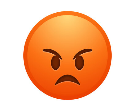 Angry red emoji face with furrowed brows and frowning mouth

