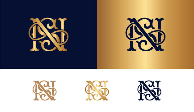 Ornate ns initials logo design with abstract floral flourish elements.
