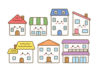 Fototapeta premium Cute shops and houses