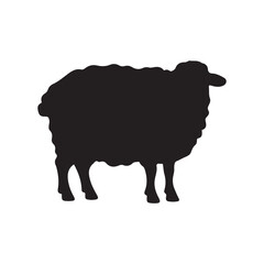 Obraz premium Black silhouette of a cute Cute sheep lamb silhouette vector 