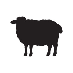 Obraz premium Black silhouette of a cute Cute sheep lamb silhouette vector 