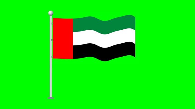 United Arab Emirates Flag Waving on Green Screen