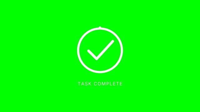 Task Completion Check Mark Progress on Green Screen