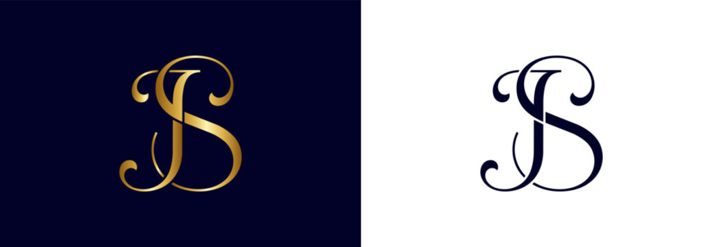 Graceful JS monogram in gold and navy for exclusive branding projects.