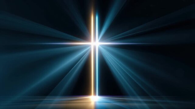A radiant cross, a symbol of faith and spirituality, is illuminated by divine light emanating from behind, creating an ethereal glow. ..Created with Generative AI, not depicting real subjects.
