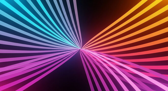 Colorful abstract light beams converging in vibrant digital art design