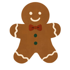 Obraz premium Cute Smiling Gingerbread Man Cookie with Bowtie 