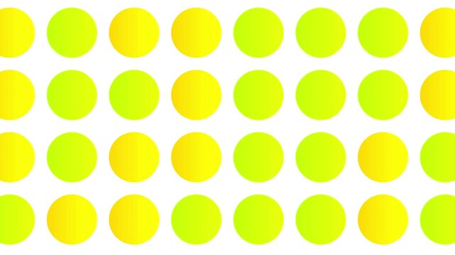 Abstract motion background animation with colorful circles arranged in perspective on a white background