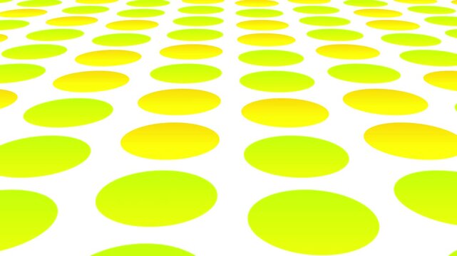 Abstract motion background animation with colorful circles arranged in perspective on a white background