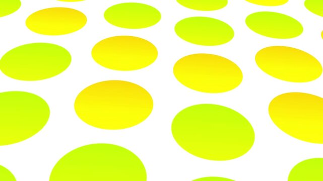 Abstract motion background animation with colorful circles arranged in perspective on a white background
