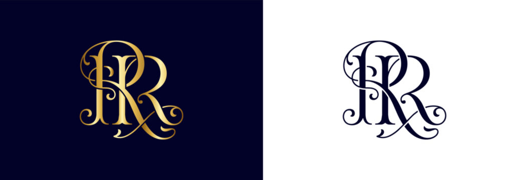 RR monogram in gold and navy for elegant branding and luxury designs.