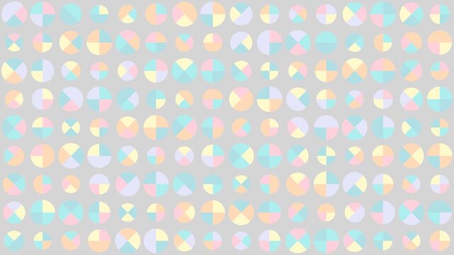 A repeating pattern of colorful geometric circles on a neutral gray background