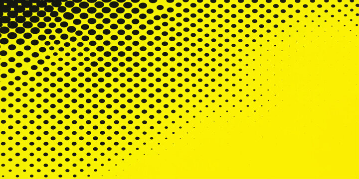 abstract yellow and black halftone dots pattern background vector pop art gradient texture graphic