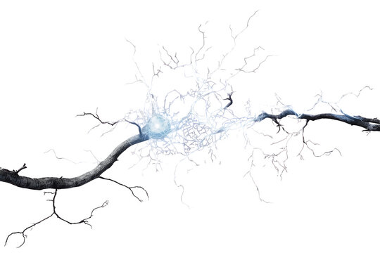 Branching blue electric lightning crack effect