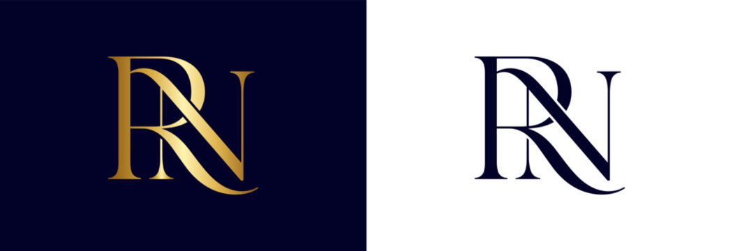 RN monogram logo elegant luxury symbol for branding on dark background.