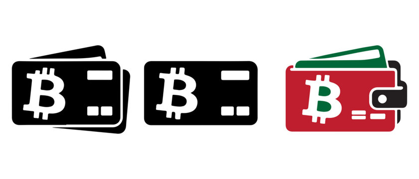 Bitcoin credit card and digital wallet icon for crypto payments, finance, blockchain, and fintech use.