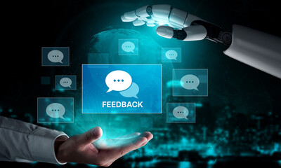 Obraz premium AI processes customer feedback and reviews to provide insights, sentiment analysis, and suggestions for service improvement and better user experience Vouch
