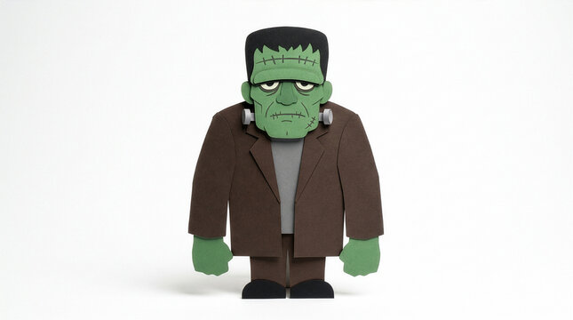 Classic Frankenstein monster as a layered green cardboard cutout