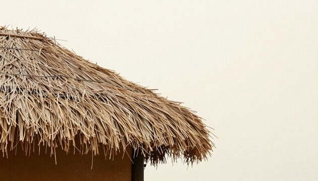 Natural Thatch Roof Edge Showing Layered Reed Ends