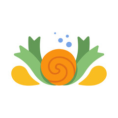 Stylized snail with leaves and bubbles © amalia