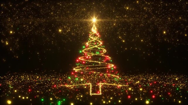光粒子が描く豪華なクリスマスツリー