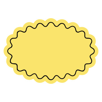 Wavy yellow horizontal label with black border for text or design.