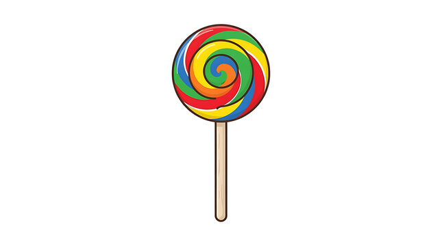 Colorful swirled lollipop on a stick