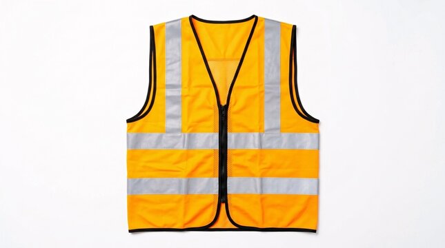Bright yellow high visibility safety vest with reflective silver stripes.