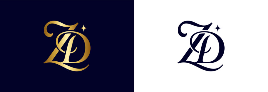 Vintage zd monogram logo with star detail for luxury hospitality and cosmetics.