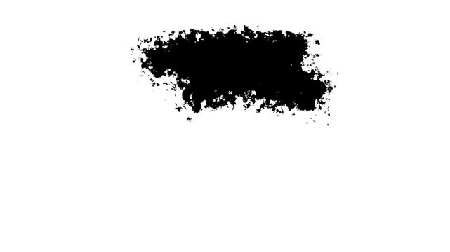 Black inks drops transition splatter Drop white ink spreads. black and white background, ink splatter compositing. 4k overlay with alpha channel. ink wet brush stroke, Watercolor black ink blot